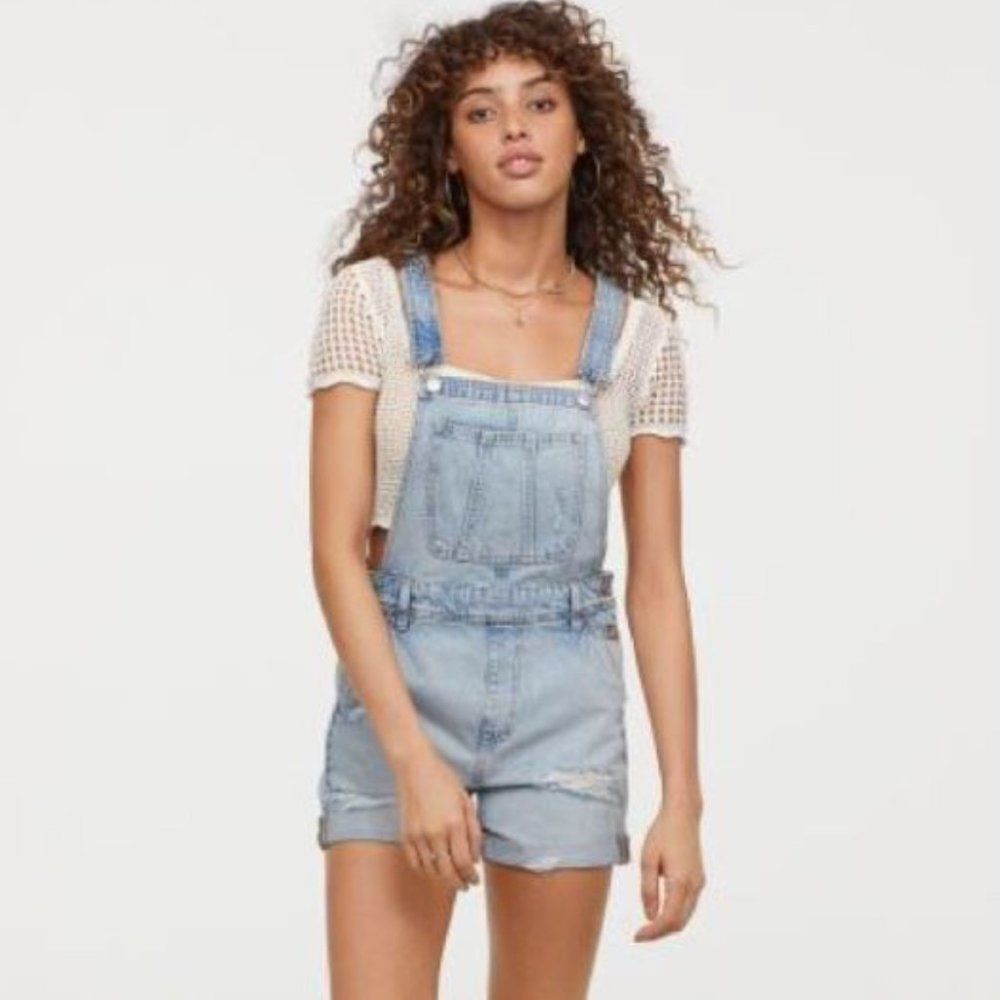 H&M Devided Denim Dungarees/Short Overalls Size 2